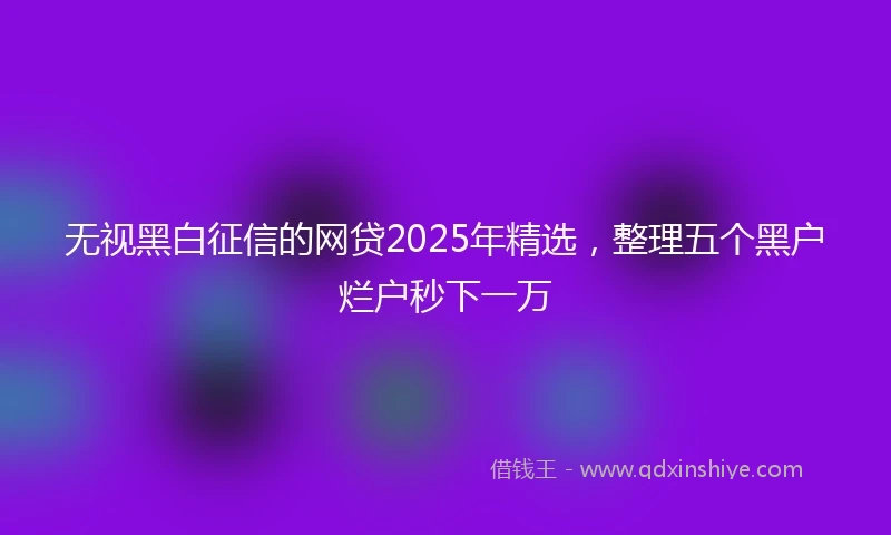 无视黑白征信的网贷2025年精选,整理五个黑户烂户秒下一万