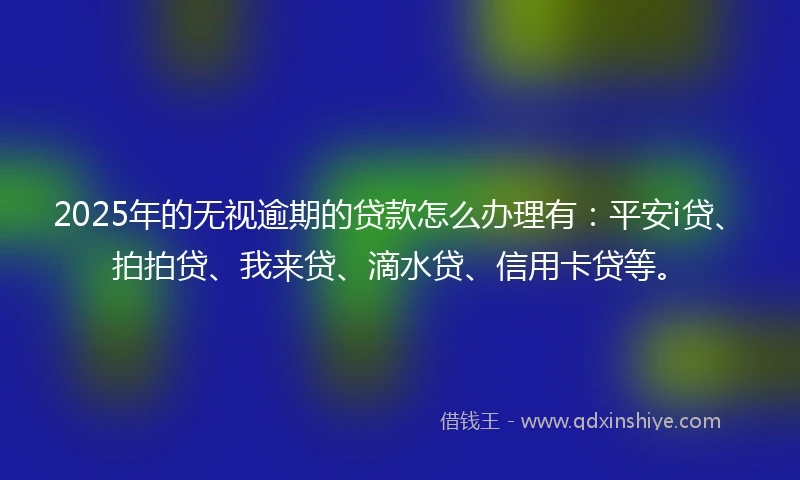 2025年的无视逾期的贷款怎么办理有：平安i贷、拍拍贷、我来贷、滴水贷、信用卡贷等。