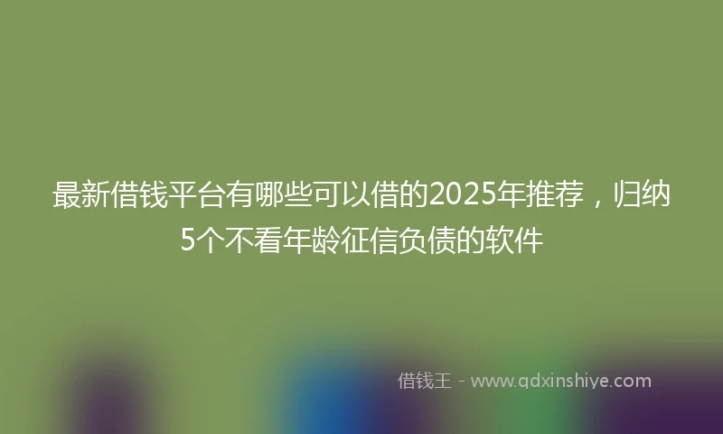 最新借钱平台有哪些可以借的2025年推荐，归纳5个不看年龄征信负债的软件