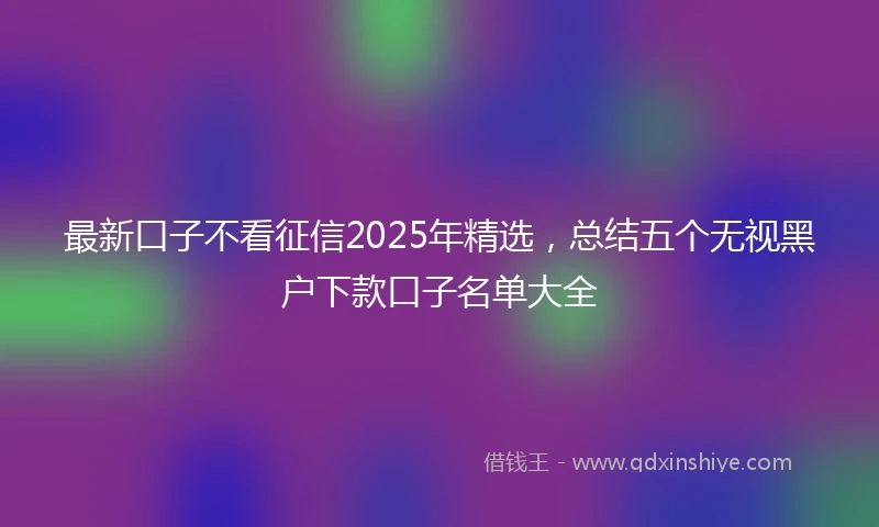 最新口子不看征信2025年精选，总结五个无视黑户下款口子名单大全