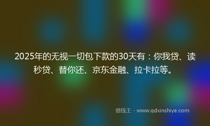 2025年的无视一切包下款的30天有：你我贷、读秒贷、替你还、京东金融、拉卡拉等。