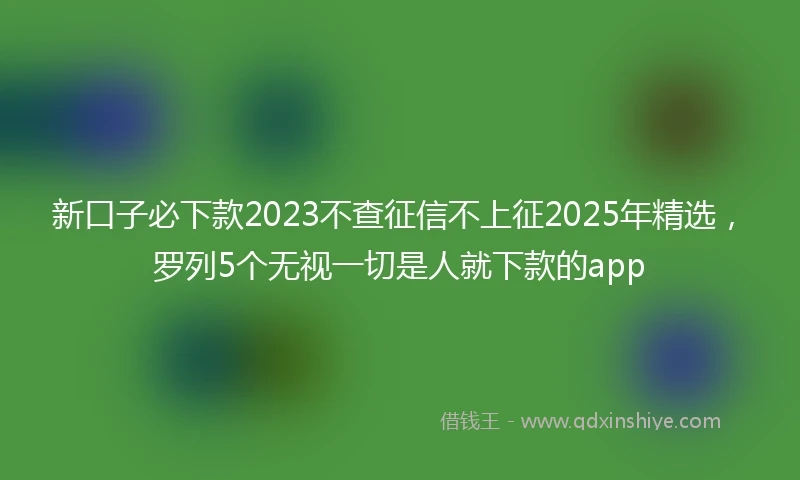 新口子必下款2023不查征信不上征2025年精选,罗列5个无视一切是人就下款的app