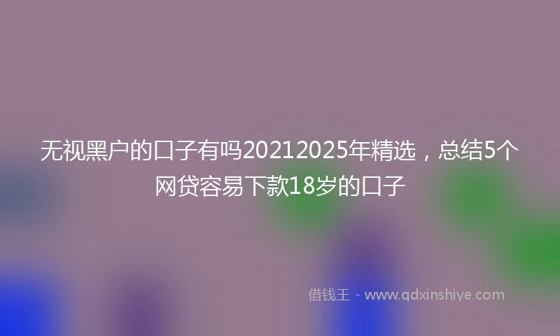 无视黑户的口子有吗20212025年精选，总结5个网贷容易下款18岁的口子