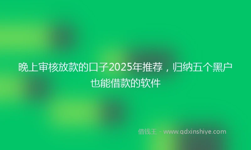 晚上审核放款的口子2025年推荐，归纳五个黑户也能借款的软件
