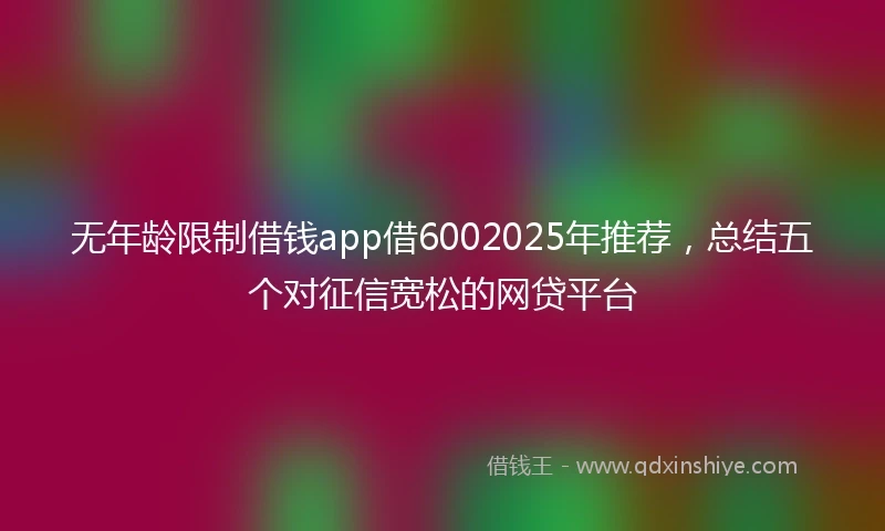 无年龄限制借钱app借6002025年推荐，总结五个对征信宽松的网贷平台