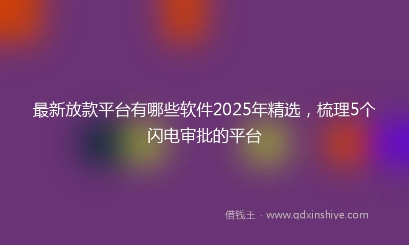 最新放款平台有哪些软件2025年精选，梳理5个闪电审批的平台