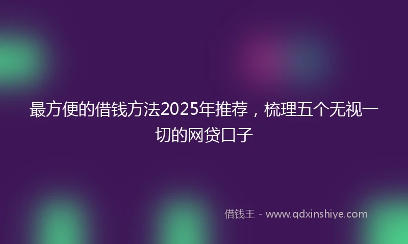 最方便的借钱方法2025年推荐,梳理五个无视一切的网贷口子