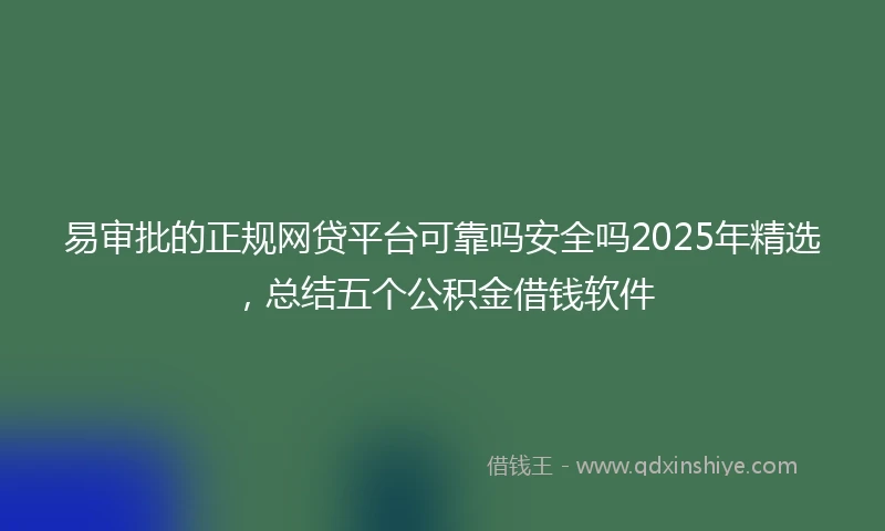 易审批的正规网贷平台可靠吗安全吗2025年精选，总结五个公积金借钱软件