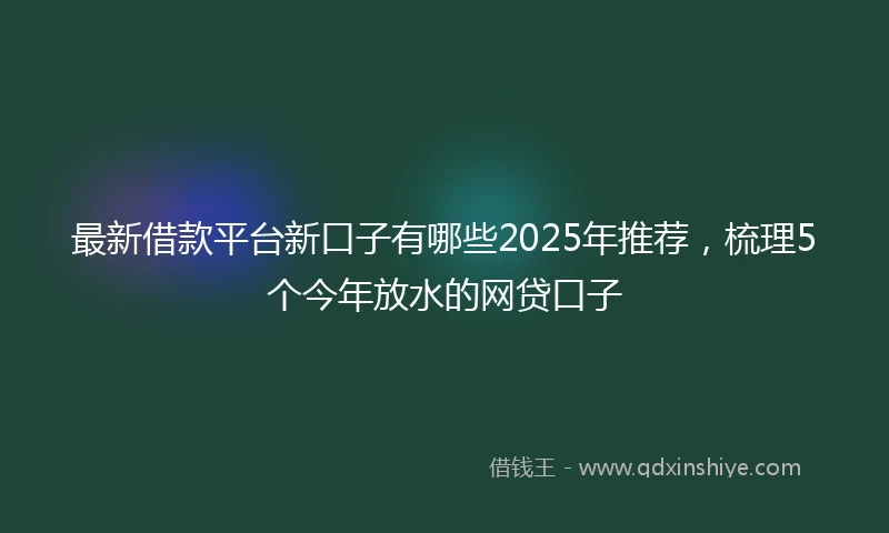最新借款平台新口子有哪些2025年推荐，梳理5个今年放水的网贷口子