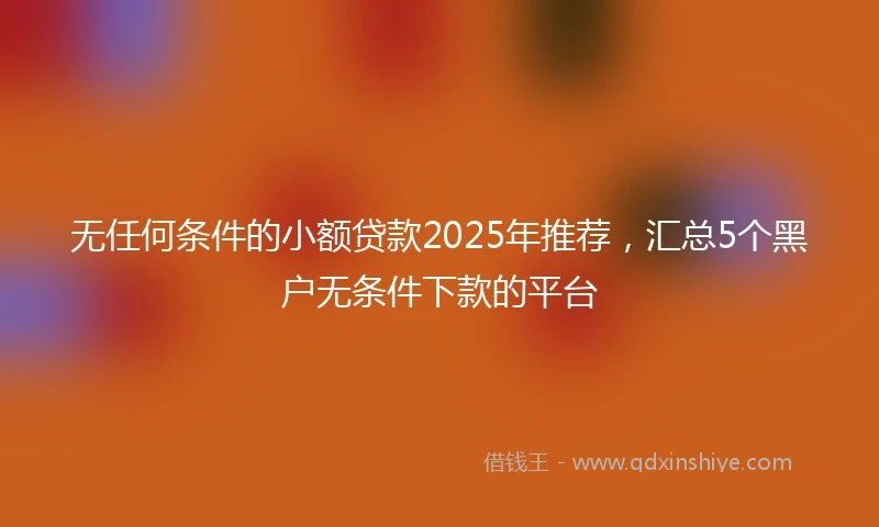 无任何条件的小额贷款2025年推荐，汇总5个黑户无条件下款的平台