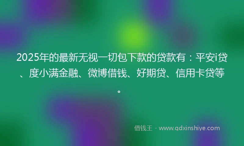 2025年的最新无视一切包下款的贷款有：平安i贷、度小满金融、微博借钱、好期贷、信用卡贷等。