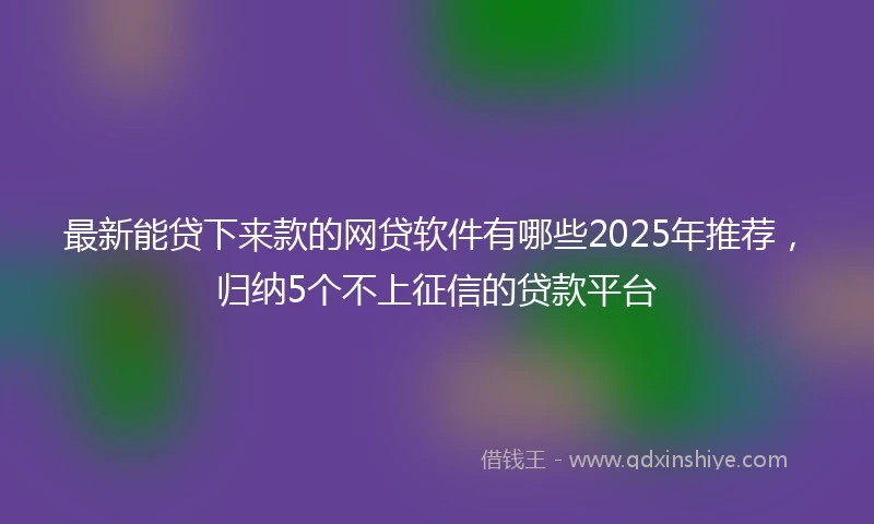 最新能贷下来款的网贷软件有哪些2025年推荐，归纳5个不上征信的贷款平台