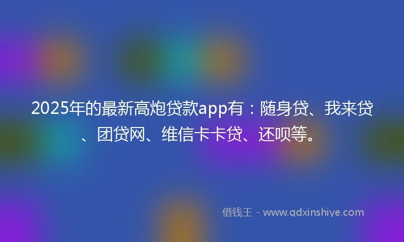 2025年的最新高炮贷款app有：随身贷、我来贷、团贷网、维信卡卡贷、还呗等。
