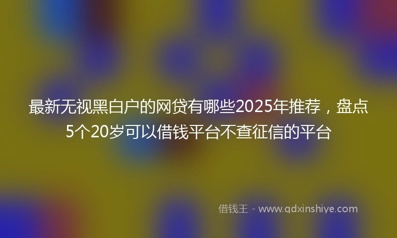 最新无视黑白户的网贷有哪些2025年推荐，盘点5个20岁可以借钱平台不查征信的平台