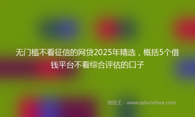 无门槛不看征信的网贷2025年精选，概括5个借钱平台不看综合评估的口子