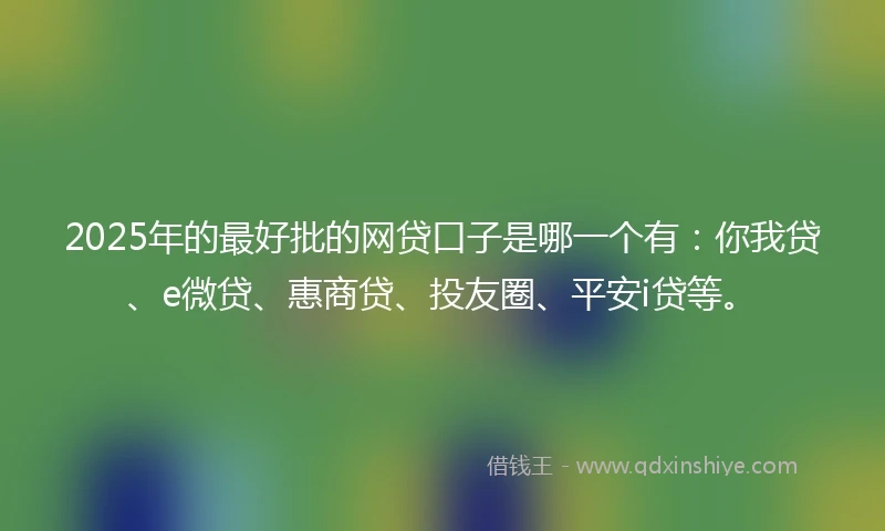 2025年的最好批的网贷口子是哪一个有：你我贷、e微贷、惠商贷、投友圈、平安i贷等。