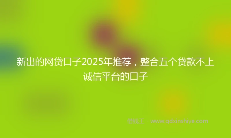新出的网贷口子2025年推荐，整合五个贷款不上诚信平台的口子