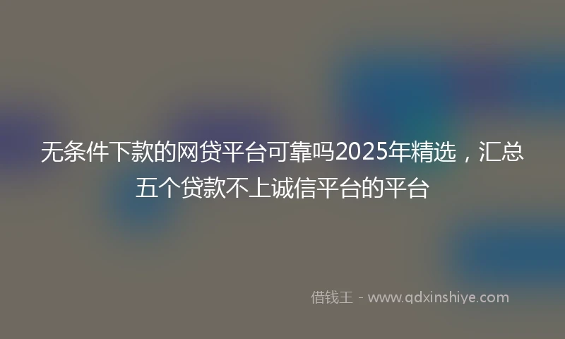 无条件下款的网贷平台可靠吗2025年精选，汇总五个贷款不上诚信平台的平台