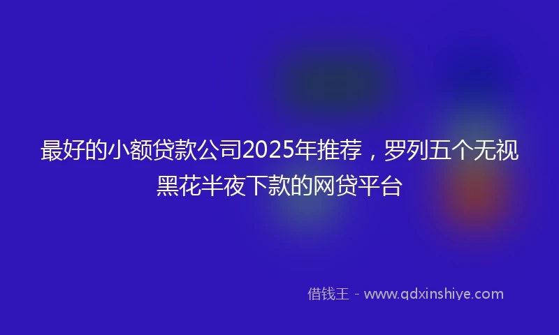 最好的小额贷款公司2025年推荐，罗列五个无视黑花半夜下款的网贷平台