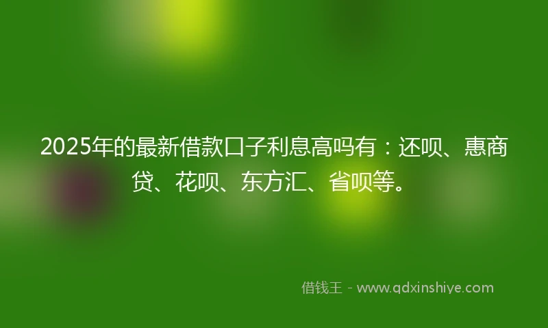 2025年的最新借款口子利息高吗有：还呗、惠商贷、花呗、东方汇、省呗等。