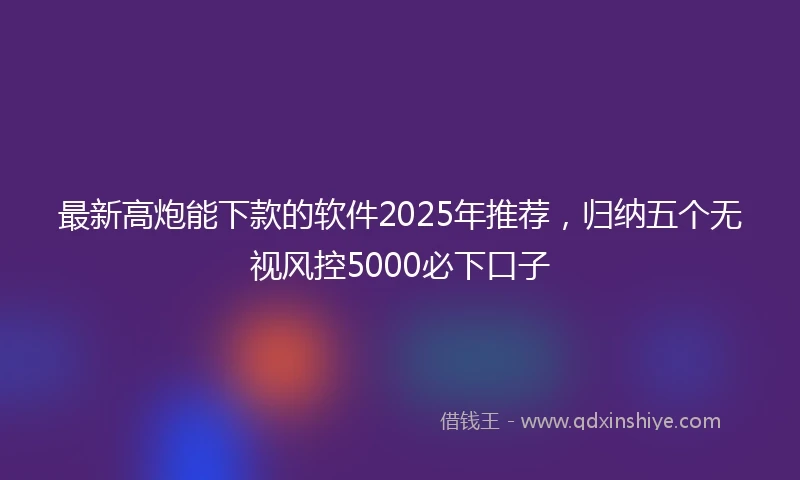最新高炮能下款的软件2025年推荐，归纳五个无视风控5000必下口子