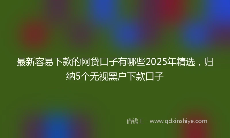 最新容易下款的网贷口子有哪些2025年精选，归纳5个无视黑户下款口子