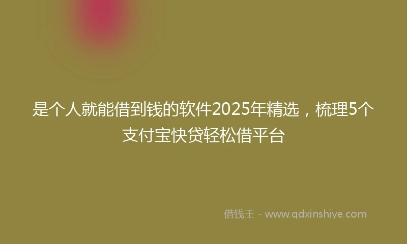 是个人就能借到钱的软件2025年精选，梳理5个支付宝快贷轻松借平台