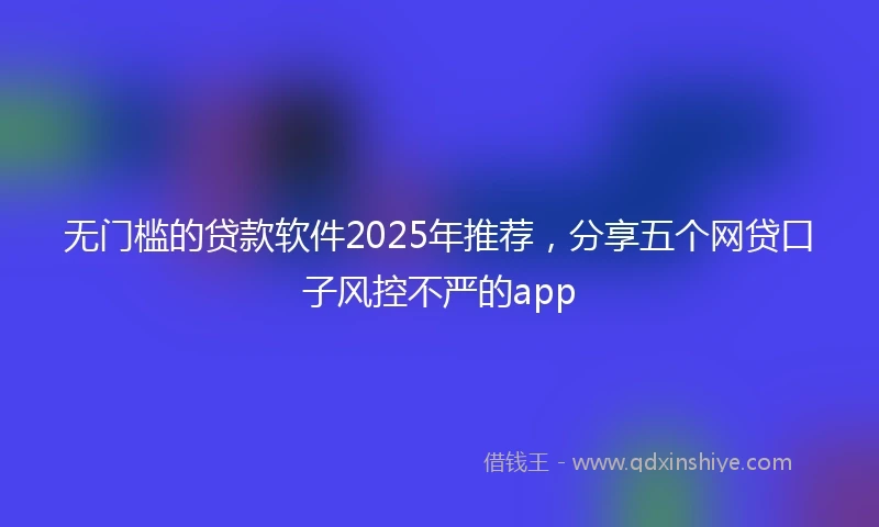 无门槛的贷款软件2025年推荐，分享五个网贷口子风控不严的app