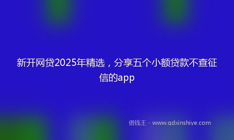 新开网贷2025年精选，分享五个小额贷款不查征信的app