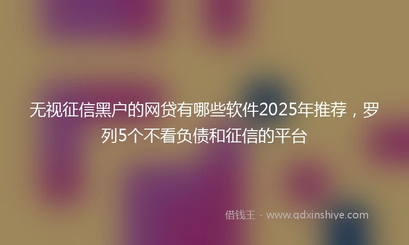 无视征信黑户的网贷有哪些软件2025年推荐，罗列5个不看负债和征信的平台