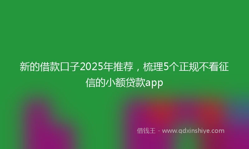 新的借款口子2025年推荐,梳理5个正规不看征信的小额贷款app