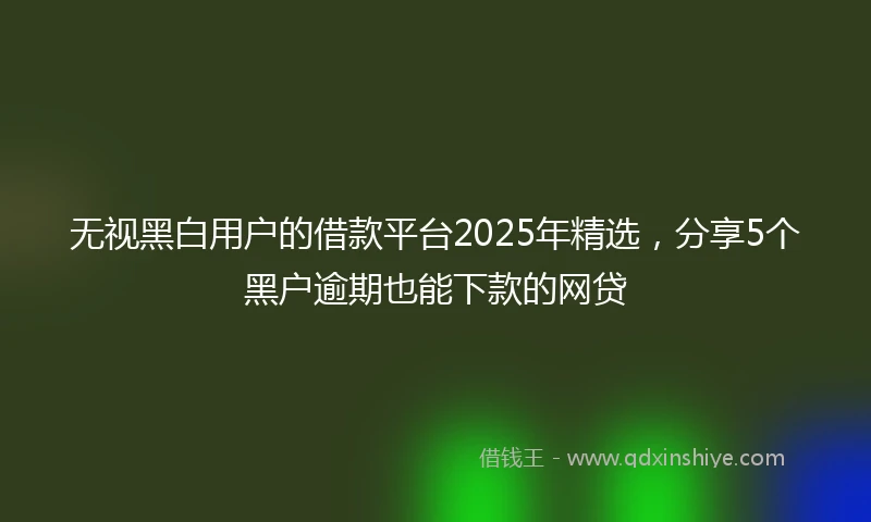 无视黑白用户的借款平台2025年精选，分享5个黑户逾期也能下款的网贷