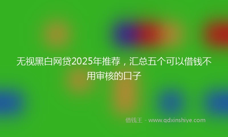 无视黑白网贷2025年推荐,汇总五个可以借钱不用审核的口子