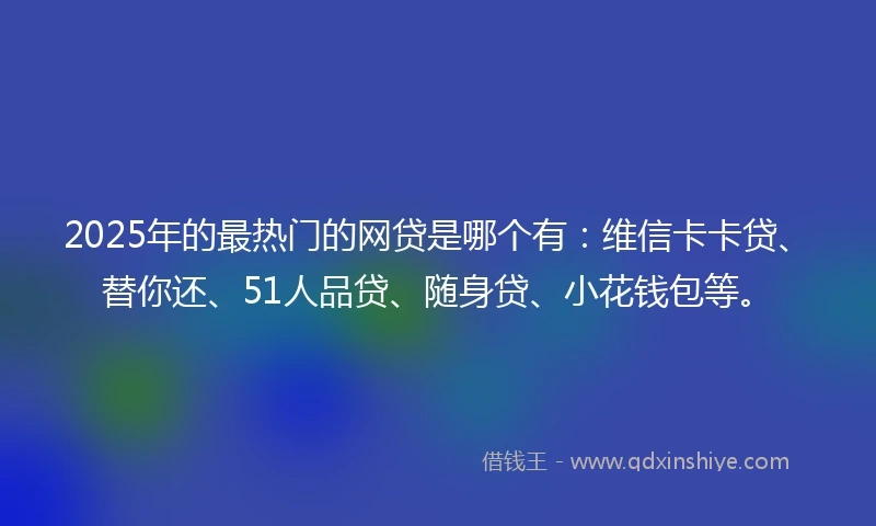 2025年的最热门的网贷是哪个有：维信卡卡贷、替你还、51人品贷、随身贷、小花钱包等。