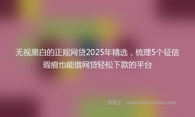无视黑白的正规网贷2025年精选，梳理5个征信瑕疵也能借网贷轻松下款的平台
