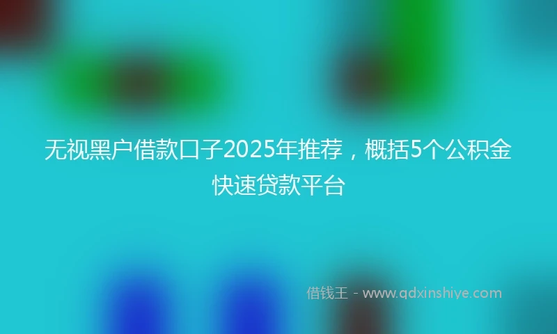 无视黑户借款口子2025年推荐，概括5个公积金快速贷款平台