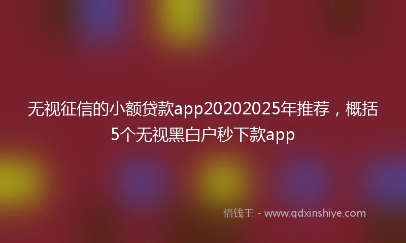 无视征信的小额贷款app20202025年推荐，概括5个无视黑白户秒下款app