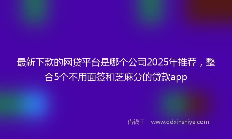 最新下款的网贷平台是哪个公司2025年推荐,整合5个不用面签和芝麻分的贷款app