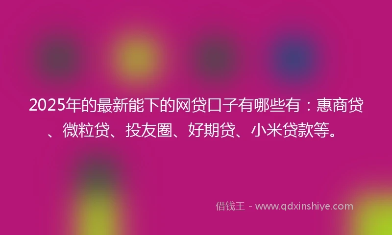 2025年的最新能下的网贷口子有哪些有：惠商贷、微粒贷、投友圈、好期贷、小米贷款等。