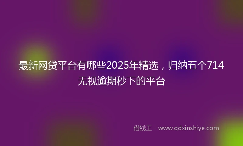 最新网贷平台有哪些2025年精选，归纳五个714无视逾期秒下的平台