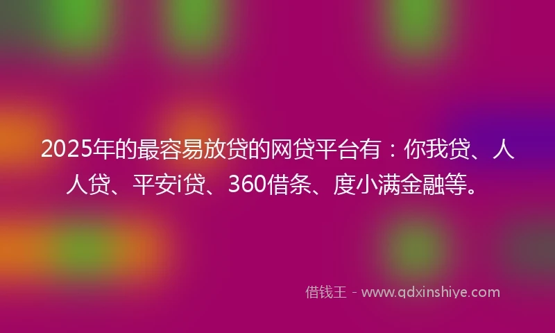2025年的最容易放贷的网贷平台有：你我贷、人人贷、平安i贷、360借条、度小满金融等。