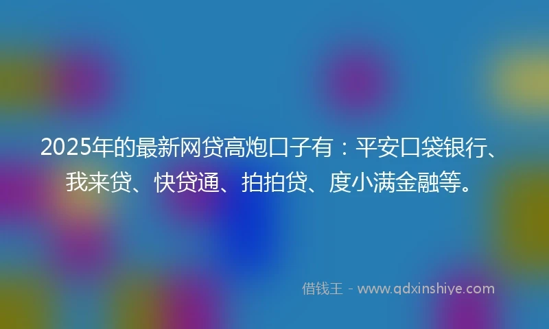 2025年的最新网贷高炮口子有：平安口袋银行、我来贷、快贷通、拍拍贷、度小满金融等。