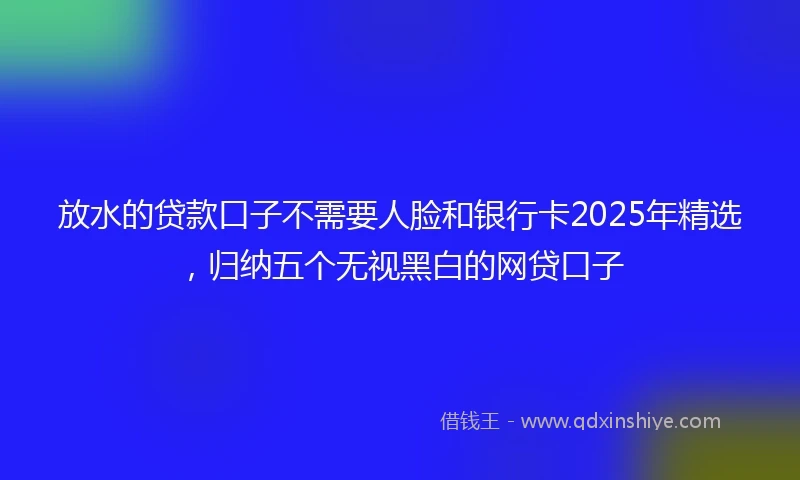 放水的贷款口子不需要人脸和银行卡2025年精选，归纳五个无视黑白的网贷口子