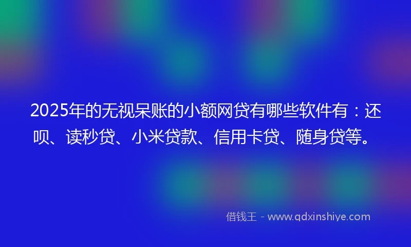 2025年的无视呆账的小额网贷有哪些软件有：还呗、读秒贷、小米贷款、信用卡贷、随身贷等。
