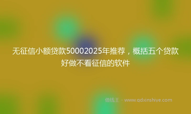 无征信小额贷款50002025年推荐，概括五个贷款好做不看征信的软件