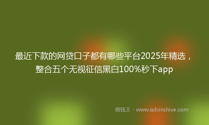 最近下款的网贷口子都有哪些平台2025年精选，整合五个无视征信黑白100%秒下app