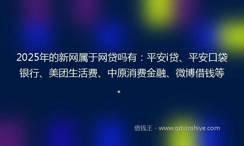 2025年的新网属于网贷吗有：平安i贷、平安口袋银行、美团生活费、中原消费金融、微博借钱等。