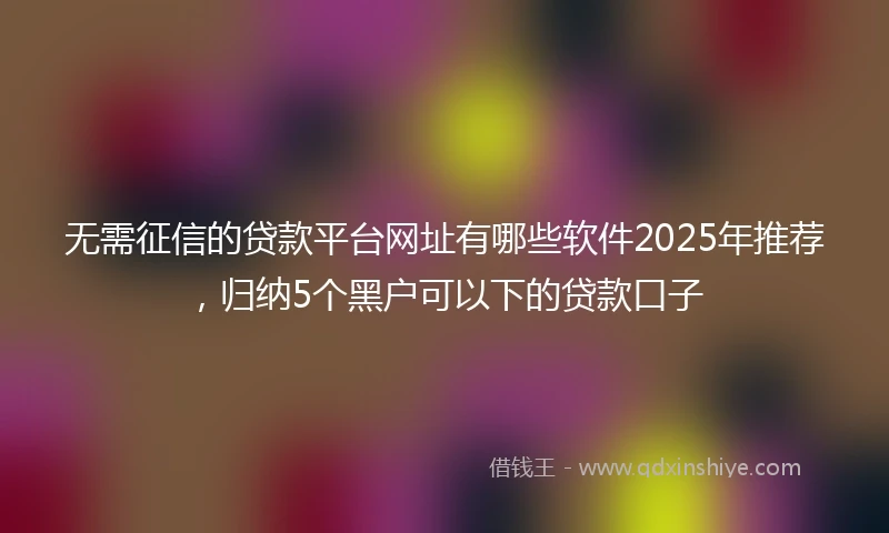 无需征信的贷款平台网址有哪些软件2025年推荐，归纳5个黑户可以下的贷款口子