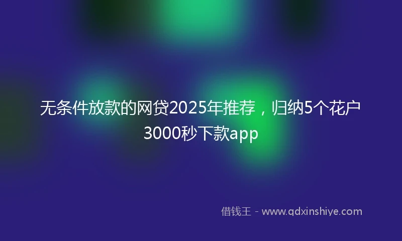 无条件放款的网贷2025年推荐，归纳5个花户3000秒下款app