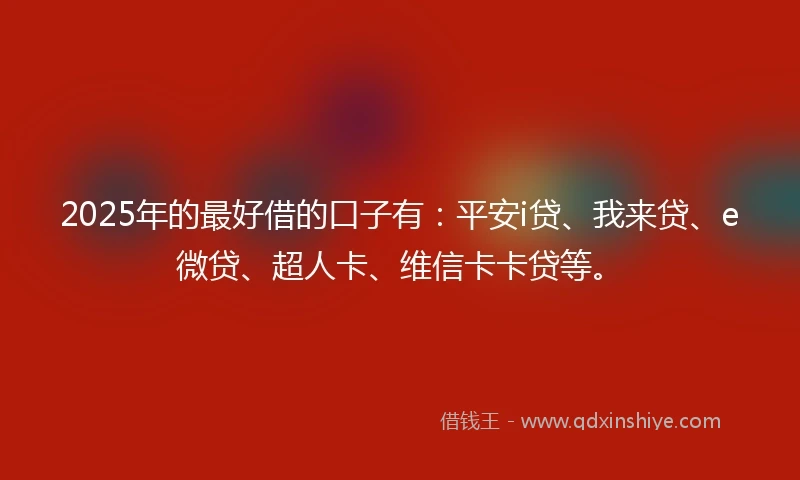 2025年的最好借的口子有：平安i贷、我来贷、e微贷、超人卡、维信卡卡贷等。